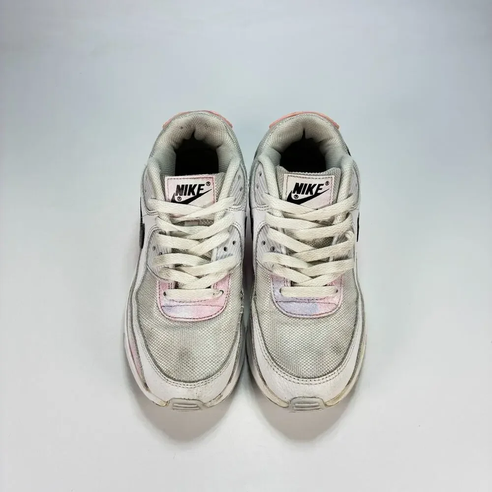 Nike Air Max 90 White Pink Tie Dye Casual Sneakers Shoes DM3110-100 Youth Sz 5Y